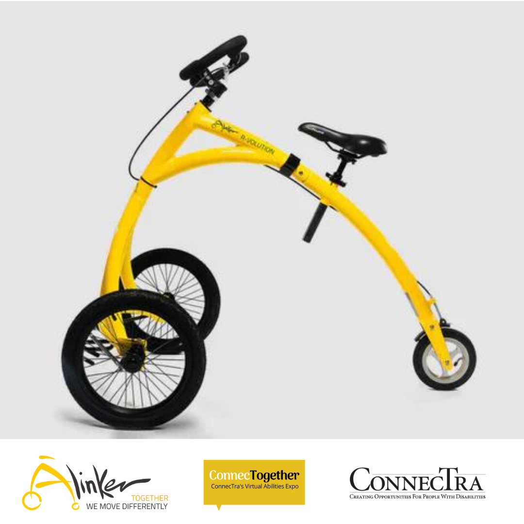 Alinker Mobility Aid. Alinker logo. ConnecTra Logo. ConnecTogether Logo.